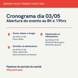 Semana Paulo Freire e SIPAT 2021 - artes com datas e temas