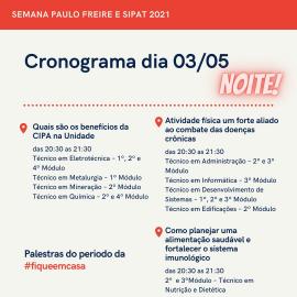 Semana Paulo Freire e SIPAT 2021 - artes com datas e temas