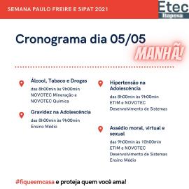 Semana Paulo Freire e SIPAT 2021 - artes com datas e temas