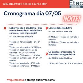 Semana Paulo Freire e SIPAT 2021 - artes com datas e temas