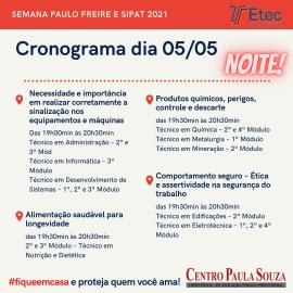 Semana Paulo Freire e SIPAT 2021 - artes com datas e temas