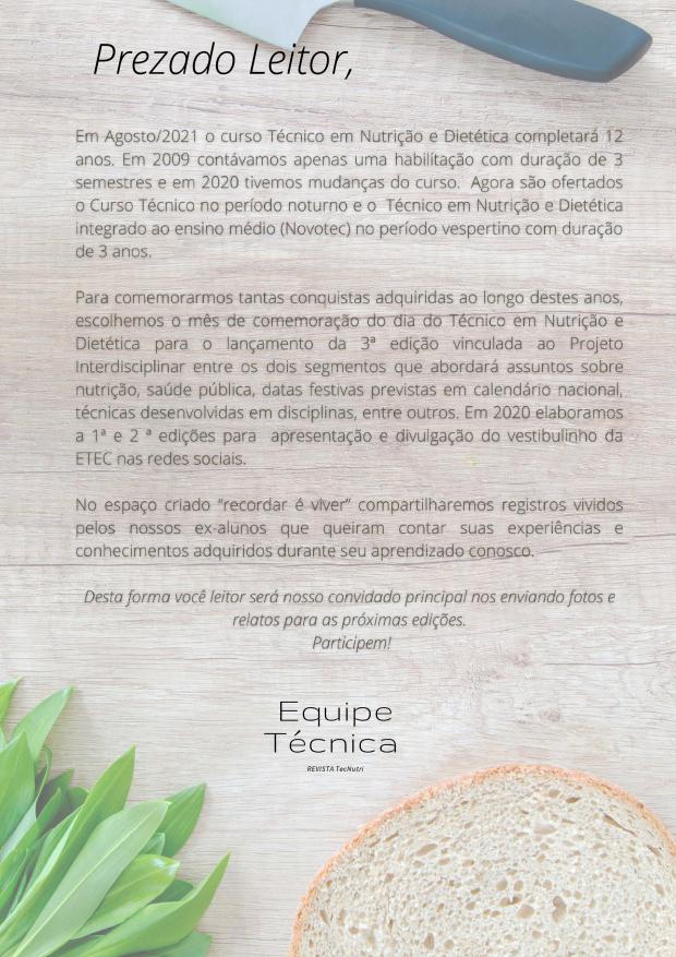 Revista do Curso Técnico em Nutrição - Junho de 2021