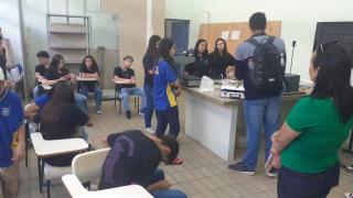 Vista dos alunos da E. M. Maria Stela Guimarães Barros, de Taquarivaí/SP